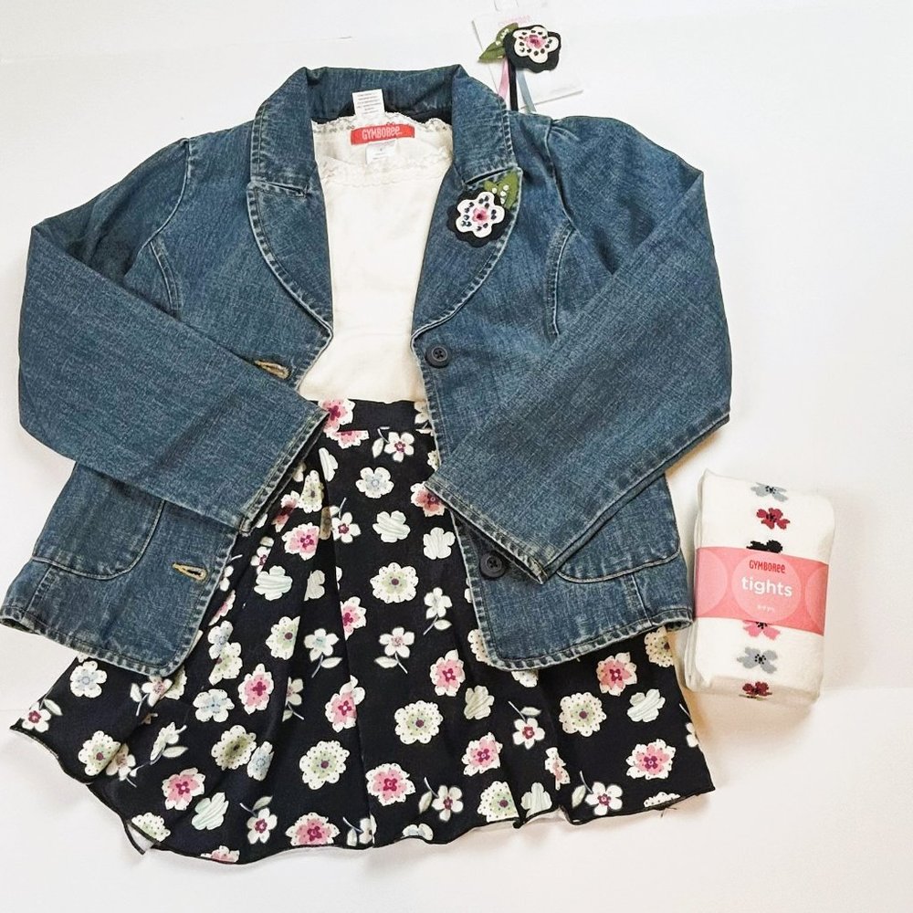 NWT Gymboree Girl Floral Print Skort & Other Matching 5 Piece Set Size 9